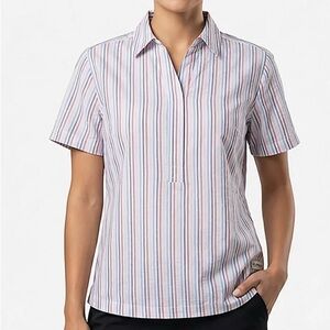 Magellan Outdoors Women's Short-Sleeve Striped Polo Top - Pink & Blue NWT